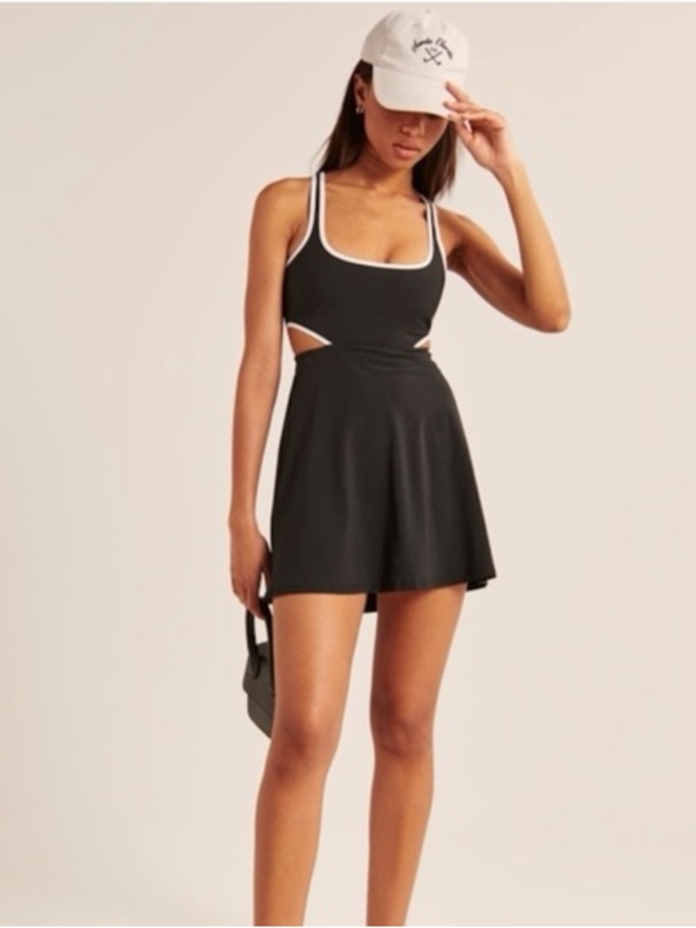 Abercrombie & Fitch Side Cutout Traveler Mini Dress In Black & White Size Xxs